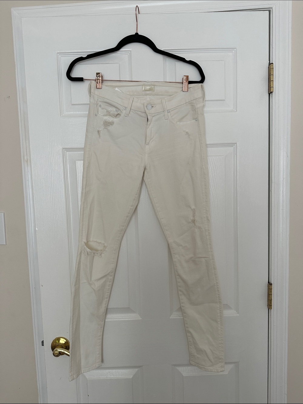 MOTHER DENIM
White Distressed Skinny Jeans